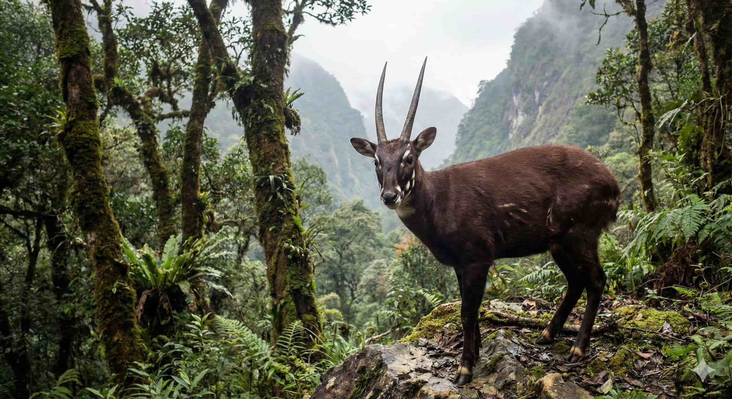 Forêts denses et humides des montagnes Annamites, à la frontière entre le Vietnam et le Laos. Il vit généralement en altitude.